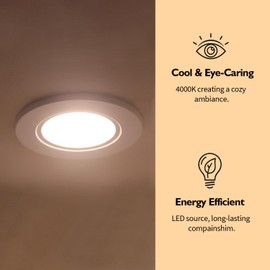 Jolux 5/6 Inch Adjustable Height LED Can Lights Retrofit Recessed Lighting 6 Pack,800lm 4000K Cool White,Dimmable, 12W=60W,ETL Damp Rated,Replacement Retrofit Downlight Install, E26 Base,Flat Trim.