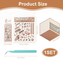 4pcs DIY 3D House Stickers 3D Sticker Scene with Convenience Store Bakery Laundry Study Themes 3D Stickers Cute Korean Cartoon Scene Stickers Therapy for Relief Stress Pass and Creative Decor