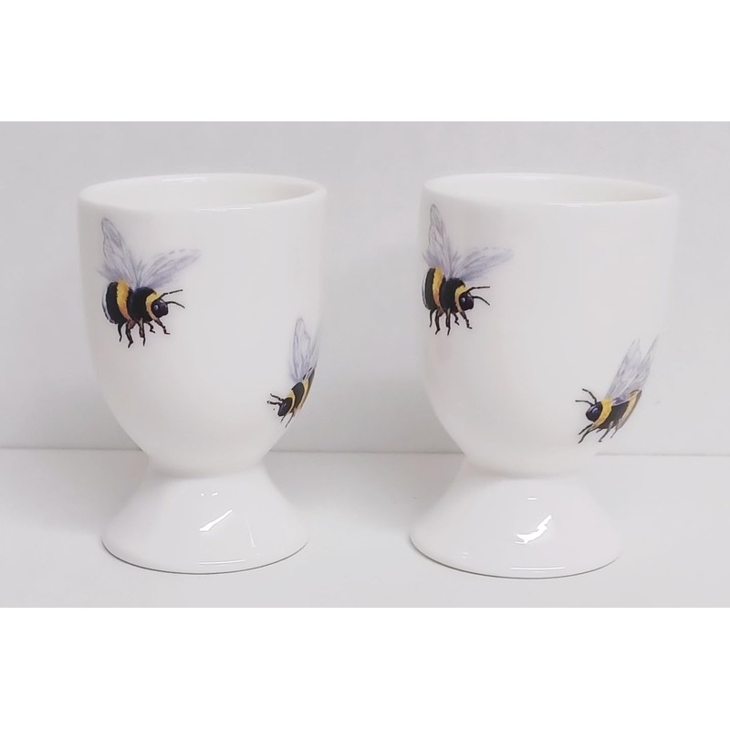 Bees Egg Cups Set of 6 Fine Bone China Bumblebee