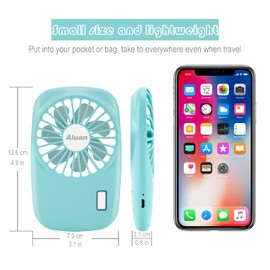 Aluan Handheld Mini Fan Powerful Small Personal Portable Speed Adjustable USB Rechargeable Eyelash Fan for Kids Girls Boys Woman Man Home Office Outdoor Travel