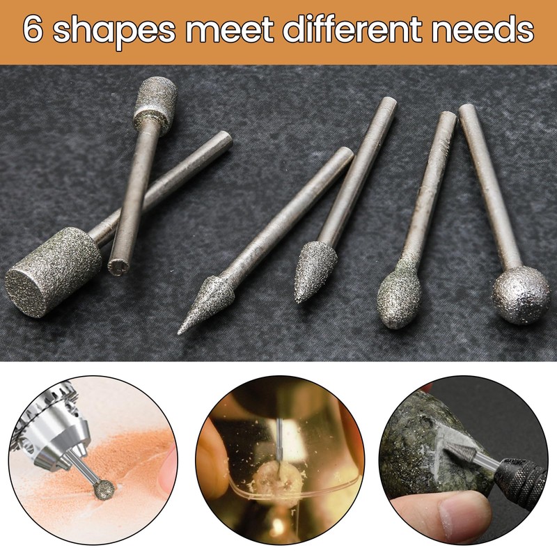 Stone Carving Set Diamond Burr Bits Compatible with Dremel, Cutting