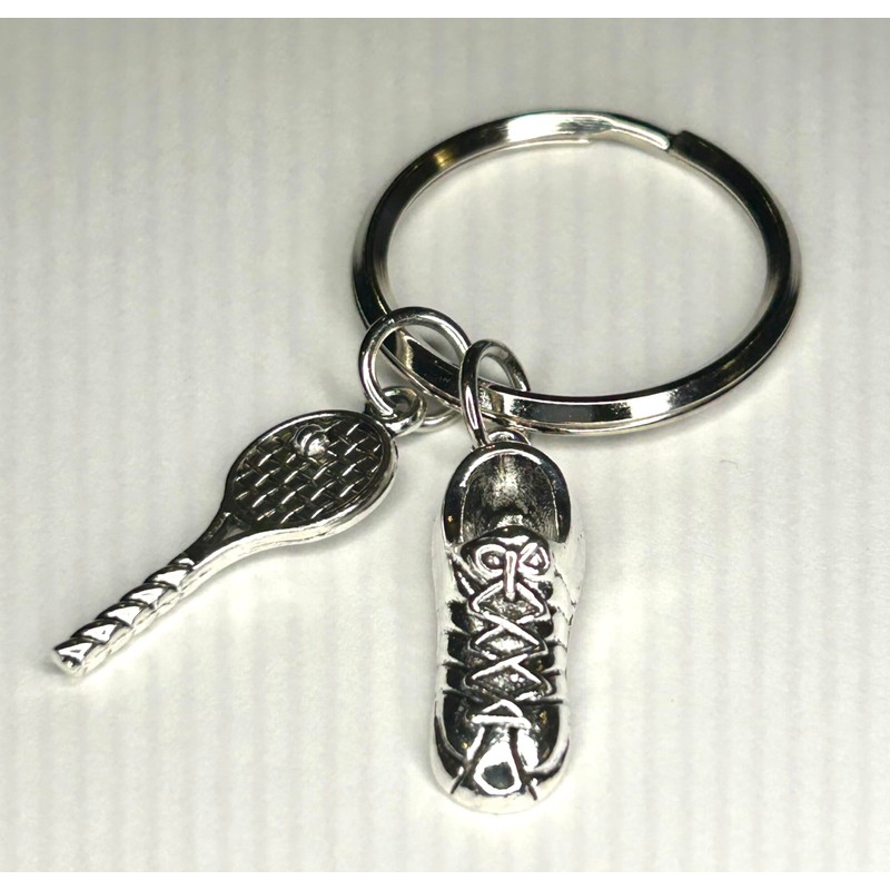 Woodstar Tennis Squash Ball Racket Lightweight Compact Keychain, metallic