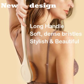 Lotion Applicator for Back, Feet, Long Handle Curved, Back Sunscreen Applicator for Kids, Women, Ultra Soft Bristles for Ultimate Comfy, Apply Cream Moisturizer, Self Tanner, Beige