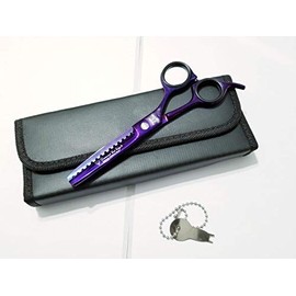 Diamond Cut Edge 6.5" Professional Hairdressing Barber Cutting Razor Sharp Thinning Texture Scissors Shears Purple with Zipper Case