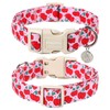 DOGWONG Pink Heart Cherry Dog Collar Adjustable Soft Natural Fabric