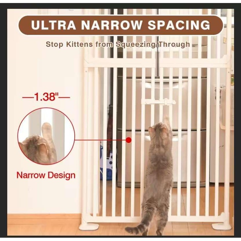 71" Extra Tall Cat Gate,Jump Proof Durable Adjustable Width 33-37.8",