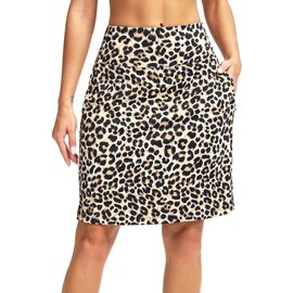 G Gradual 20" Golf Skorts Skirts for Women with 7 Pockets Knee Length Skort Athletic Modest Long Tennis Skirts for Women, Leopard, XX-Large