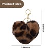 Leopard Print Fluffy Keyring Heart Pom Pom Keychain for Women