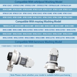 W11259498 Washer Drain Pump and Filter Assembly Compatible With kenmore whirlpool Washing Machines,MVWX655DW2 MVWC565FW3 Washer Drain Pump and Filter Assembly, Replace Part Number PD00058225 W11399437