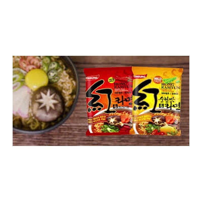 Ohsung Hong Ramen Korean Style INSTANT NOODLE SOUP, HOT Flavor