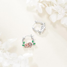 Sloth Earrings 925 Sterling Silver Sloth Hoop Earrings Animal Jewelry Present for Women Mom