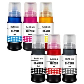 LAIPENG GI-23 GI23 Ink Refill Bottles Compatible for Canon PIXMA G520 G620 Printer (6-Pack, Black/Cyan/Magenta/Yellow/Red/Grey)