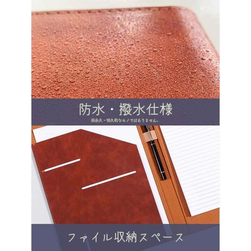 Binder A4 Clipboard Bi-Fold PU Leather Leather Multifunction (Gray)