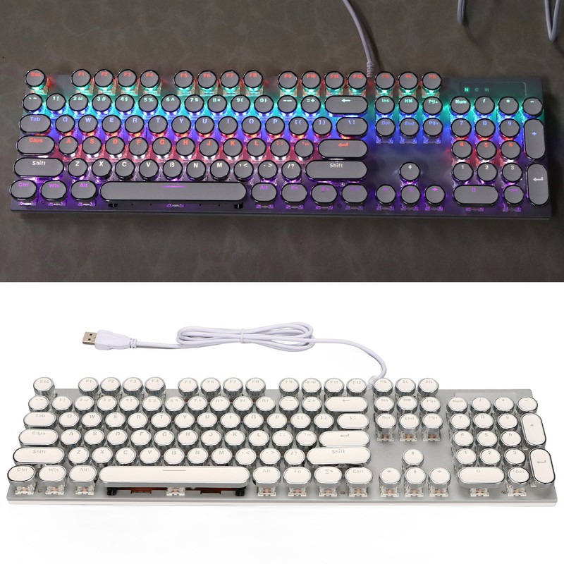 Blue Switch Mechanical Keyboard 104 Keys Backlight Ergonomic Retro Steampunk
