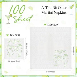 Kosiz 100 Pcs A Tini Bit Older Napkins for Martini Birthday Party Decorations 3 Ply Espresso Martini Cocktail Napkins Disposable Hand Towels Tableware for Bachelorette Party Decor Supplies, 9 x 9 Inch