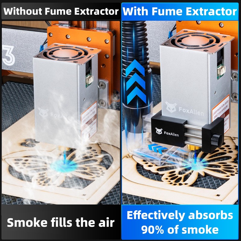 FoxAlien Smoke Extractor for CNC Milling Machine, Compatible with HFS-800