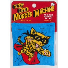 Blue Q Fuzzy Little Murder Machine Catnip Cat Toy. Premium Organic Catnip Grown in The USA, 100% Cotton Pouches, Kitty Graphics Sure to Delight Every Cat-Keeper.