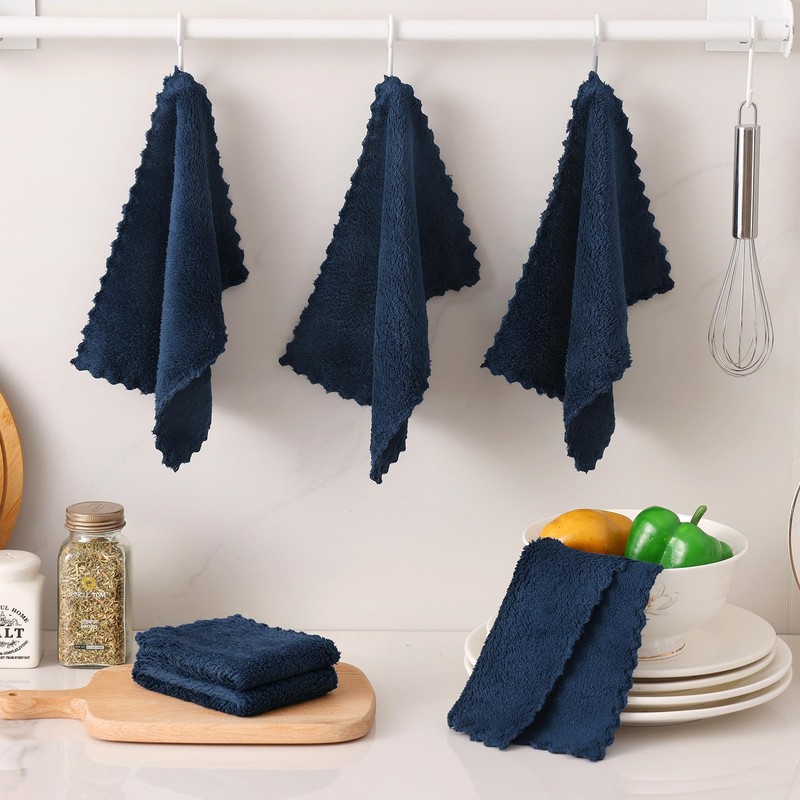 24 Pack Kitchen Cloths Dish Towels (7" x 9", Navy