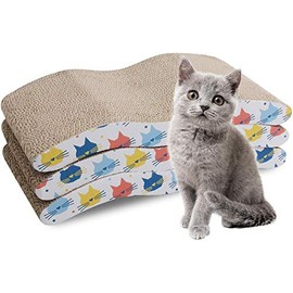 Pet Prime 3Pcs Cat Scratcher Cardboard Cat Scratcher 3 Pack Cat Scratchers for Indoor Cats Recycle Scratching Pad Cat Scratching Posts Cat Scratching Board Wave Shape Cat Scratch Pad with Catnip