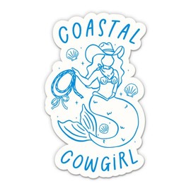 Coastal Cowgirl - 3" Vinyl Sticker - for Car Laptop Water Bottle Phone - Southern Mermaid Decal