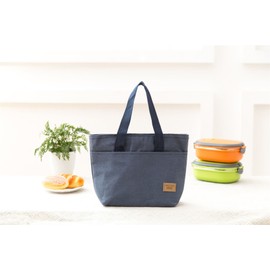 Vinsani Insulated Tote Canvas Thermal Lunch Bag Reusable Portable Cooler Bag Lightweight Convenient Foldable for Work School Picnic Office Adults & Kids - Blue