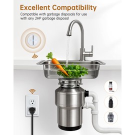 Garbage Disposal Wireless Switch Kit, 500 Feet RF Range Remote Control Outlet, Garbage Disposal Button, 15A/1500W with 4000V Anti-Surge, Remote Control Outlet Plug for Electrical Appliance