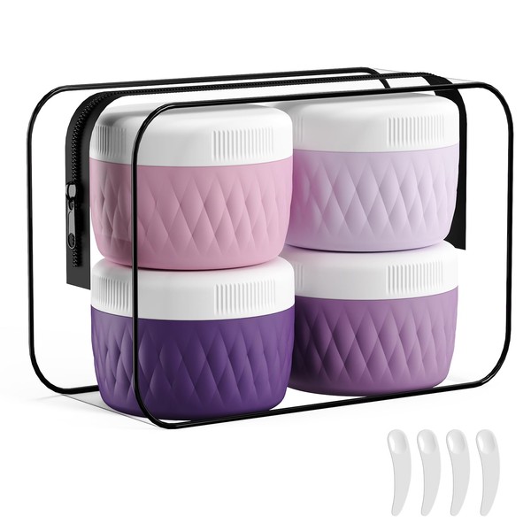 Kuangre Travel Containers for Toiletries, Silicone Cream Jars BPA-Free, TSA