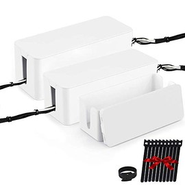 ShellKingdom Cable Management Box, Cable Organizer for Cable and Cord Management, Storage and Holder to Cover and Hide & Power Strips & Cords (White 3 Set)
