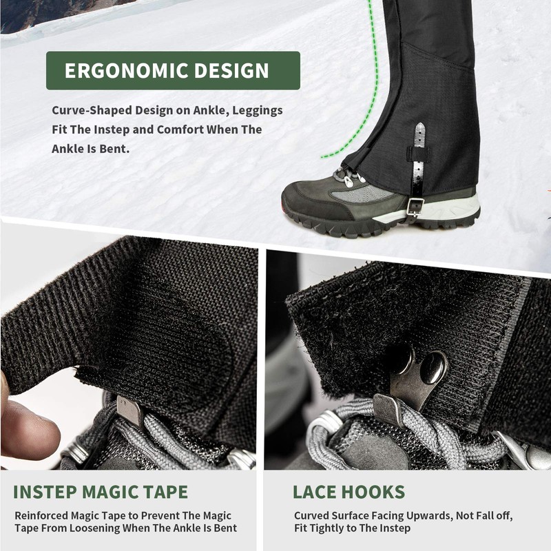 Unigear Snow Leg Gaiters, 1000D Fabric Waterproof Boot Gaiters for