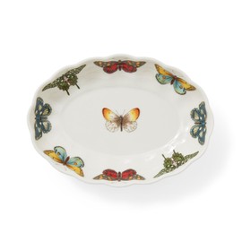 Portmeirion Botanic Garden Harmony 6” Oval Fluted Dish | Butterfly Motifs | Porcelain | Dishwasher, Microwave, Freezer Safe | Perfect Serveware and Kitchenware