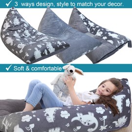 BCHWAY Stuffed Animal Storage Bean Bag Chair | 53 Extra Large Beanbag Cover for Kids and Adults, Plush Toys Holder and Organizer