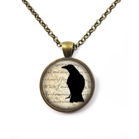Edgar Allan Poe Necklace - The Raven Nevermore Quote Jewelry ask Pendant or Key Chain Charm, Unisex Gift for Book Lovers