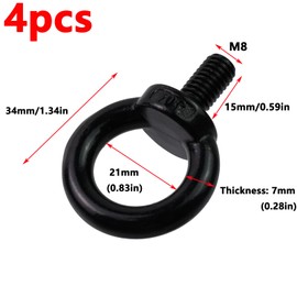 Antrader M8 Lifting Eye Bolts,Stainless Steel Machinery Shoulder Lifting Eye Bolt,Black,4Pcs