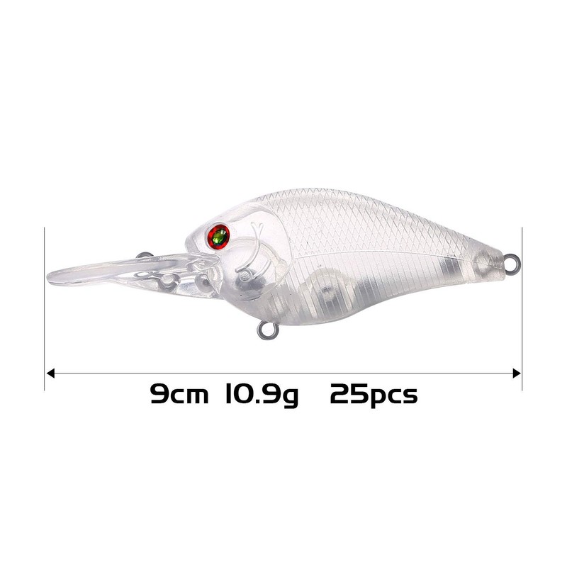 Free Fisher 25Pcs Fishing Crankbait Blanks,Unpainted Fishing Lures Blank Minnow