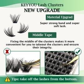 Lash ClUKters 96pcs Individual Lashes D Curl 16mm Eyelash ClUKters KEYYOU Volume Wispy Lash Extension Soft&Comfortable Easy DIY at Home(Y03 D-16mm)