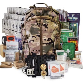 3 Person Emergency Kit/Survival Backpack for 72 Hours for Natural Disasters, Hurricanes, Emergency or Bug Out Situations (Camo)