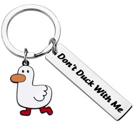 PLwelth Cute Duck Gifts for Her Him Funny Duck Keychain for Couples Don’t Duck With Me Keyring for Car Backpack Wallet Gifts for Boyfriend Girlfriend Duck Lovers Birthday Christmas(Sliver)