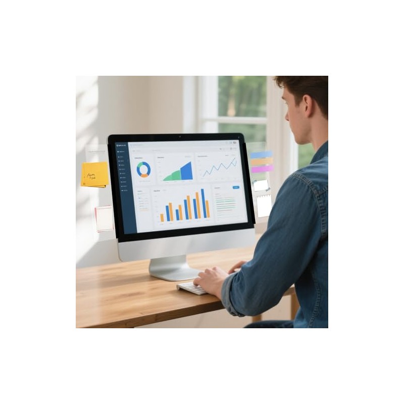 2PCS Monitor Memo Board, Acrylic Sticky Note for Computer Screens,Transparent