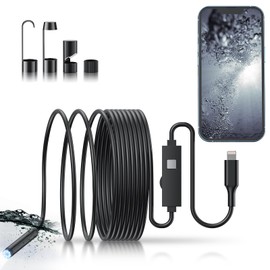 Inspection Camera - Endoscope Camera with Light, 1920P HD Bore Scope Borescope with 8 Lights, Waterproof 16.4FT Semi-Rigid Cord for Pipe Inspection, Industrial Endoscope for Phones(Black)