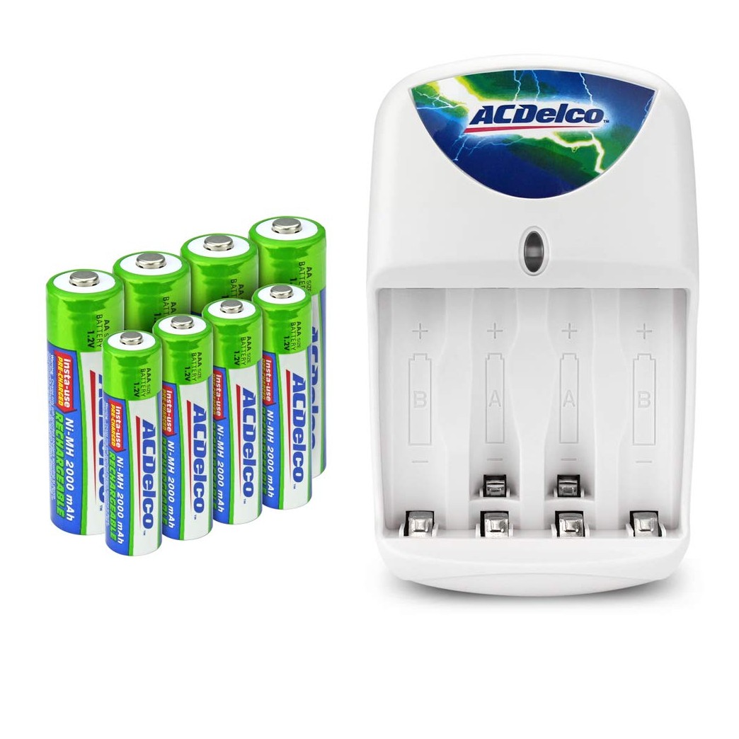 ACDelco Battery Charger, Includes 4 AA and 4 AAA Rechargeable Batteries