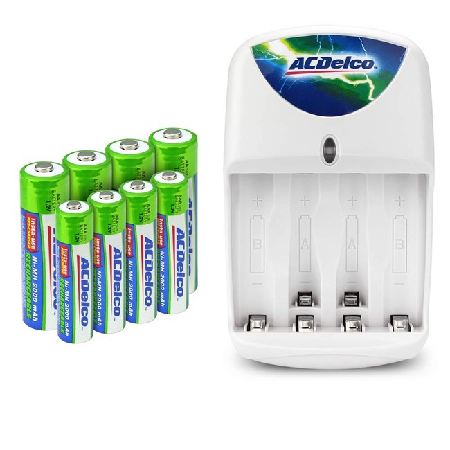 ACDelco Battery Charger, Includes 4 AA and 4 AAA Rechargeable Batteries