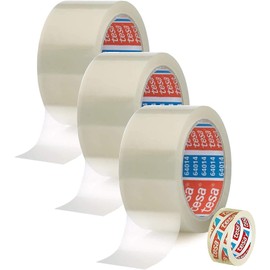 tesa 3 Rolls of Parcel Tape (66 m, 50 mm) Transparent + Free tesaFilm [15 mm x 10 m] (3 Rolls + Free Tesafilm, Transparent)