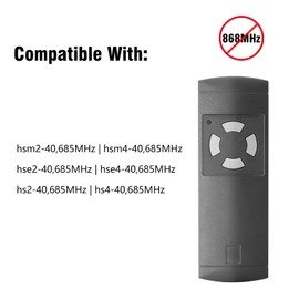 Garage Door Opener 40.685 MHz Remote Control Garage Door, Pack of 2 Remote Control Duplicator Compatible with Hörmann Handheld Transmitter 40.685 MHz HS2-40, HS4-40, HSE2-40, HSE4-40, HSM2-40, HSM4-40