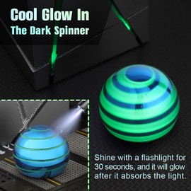 Luminous Kinetic Spinning Desk Toys, Metal Full Body Optical Illusion Fidget Spinner Ball, Glow in The Dark Fingertip Decor for Office Classroom, Christmas Stress Relief Birthday Gift for Kids Adults