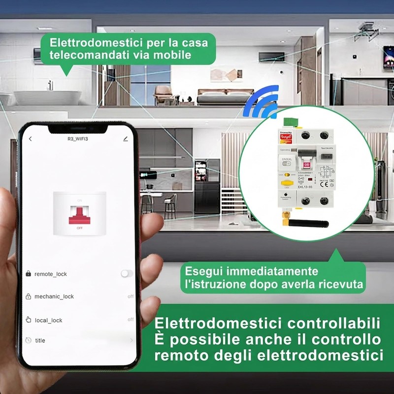 40A Salvavita con riarmo automatico wifi Interruttore differenziale a riarmo