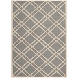 SAFAVIEH Washable Rug Outdoor Courtyard Collection - 5'3" x 7'7", Anthracite & Beige, Non-Shedding & Easy Cleaning, Ideal for Patio, Backyard, Mudroom (CY6923-246)