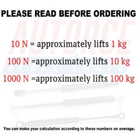 Autorce 200N Universal Gas Struts Springs 200-250-300-350-400-450-500-550-600-650-700-750 mm M8 Ball Joint Head Lift Support System - Force 200 (N) (700 MM)