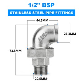 ERGAOBOY 1 Piece 1/2" BSP Cast Elbow Female and Male Pipe Fittings, 304 Stainless Steel Plumbing Fittings