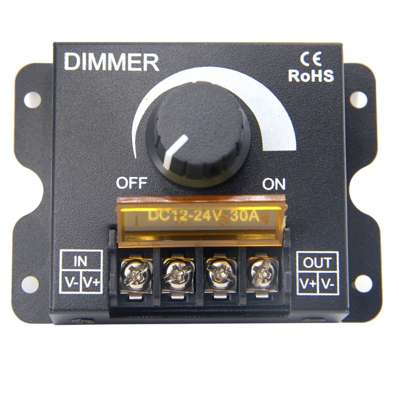 ZOOKOTO 12V/24V DC 30A LED PWM Dimmer Controller Dimming Controller