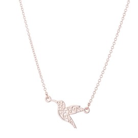 Hifunny Origami Bird Pendant Necklace Hollow Stainless Steel Animal Flower Hummingbird Necklace for Women Jewelry(Rose gold 01)